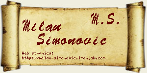 Milan Simonović vizit kartica